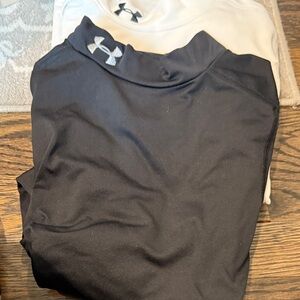 Under Armour Black and White cold gear Performance mock turtleneck tops